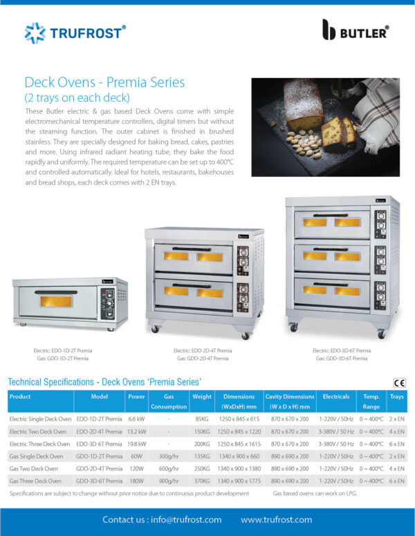 Butler Gas Oven Double Deck Premia Series GDO-2D-4T - Image 2